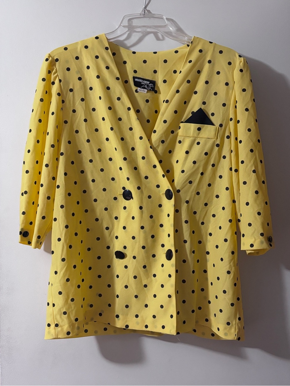 Vintage Whirlaway Yellow Black Polka Dot Double Breasted Blazer Jacket Plus 20WP